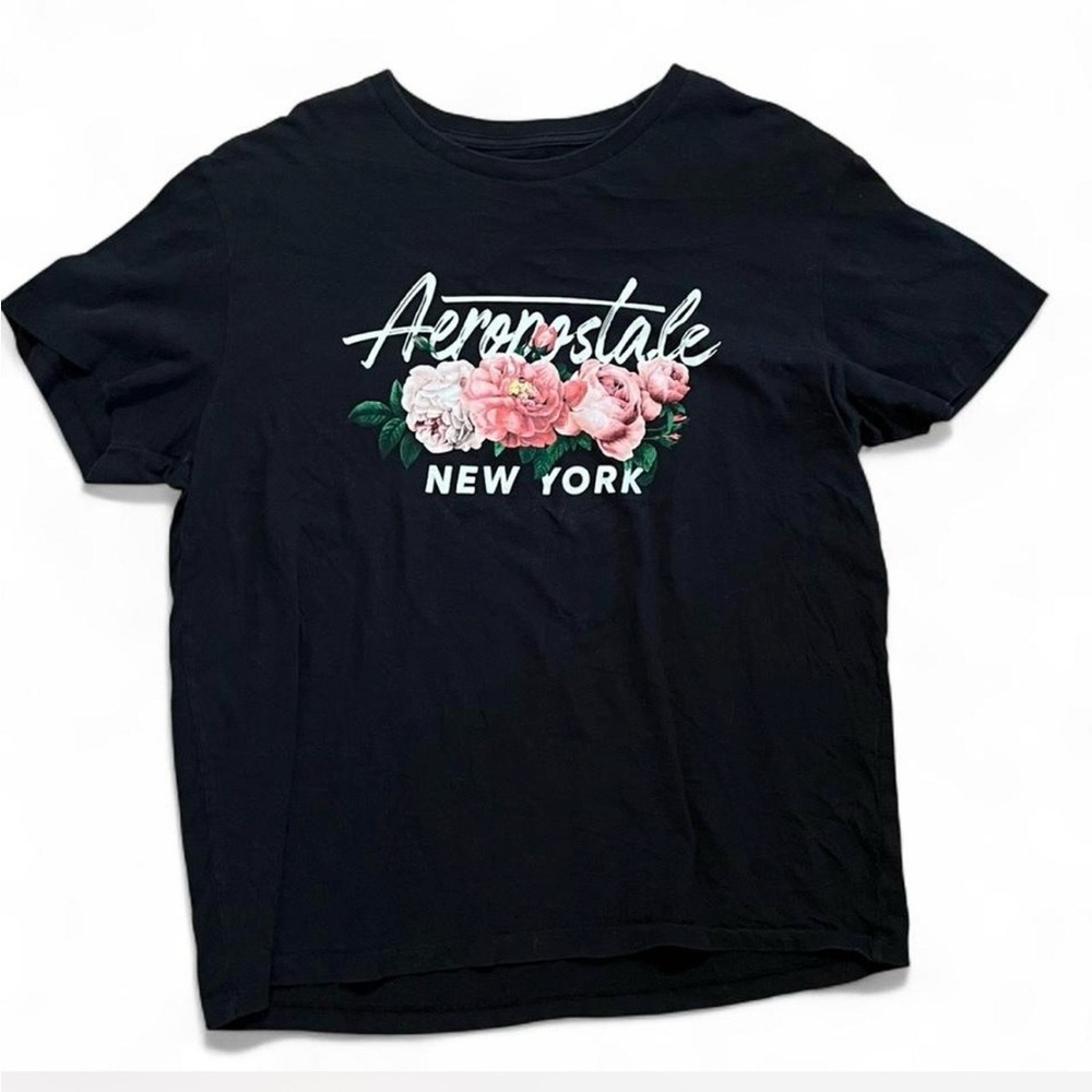 Aeropostale Black Tee with White Logo Print